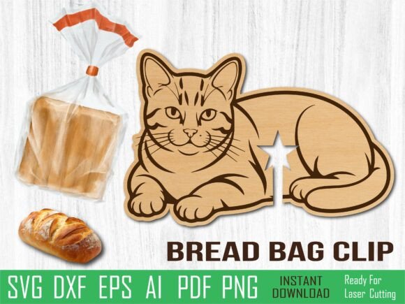American Shorthair Cat Bread Clip: Laser-Cut Kitchen Fun