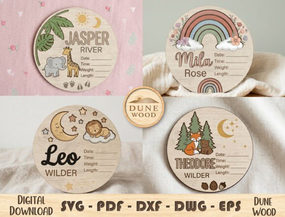 Baby Milestone Laser Cut Bundle: Vintage Nursery Keepsakes