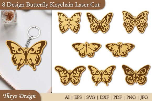 Beautiful Butterfly Keychain Laser Cut SVG Designs
