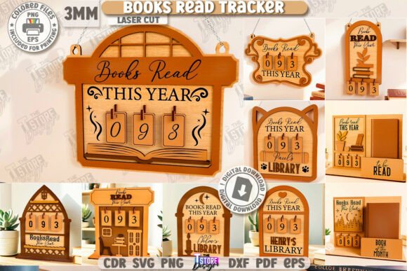 Books Read Trackers Laser Cut Bundle for Book Lovers