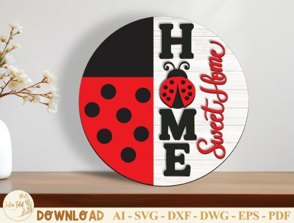 Charming Home Sweet Home Round Door Sign SVG