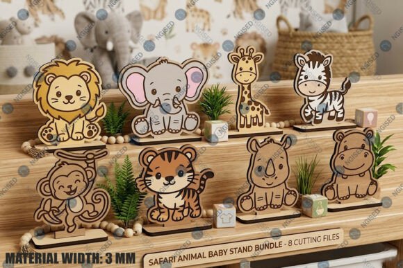 Charming Safari Animal Baby Stand SVG Bundle