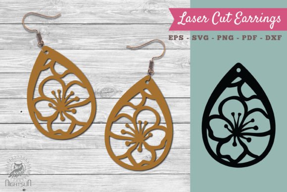Cherry Blossom Laser Cut Earrings SVG: Elegant Design Files