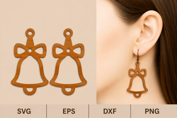Christmas Bell Earrings SVG Laser Cut Files for Holiday Crafting
