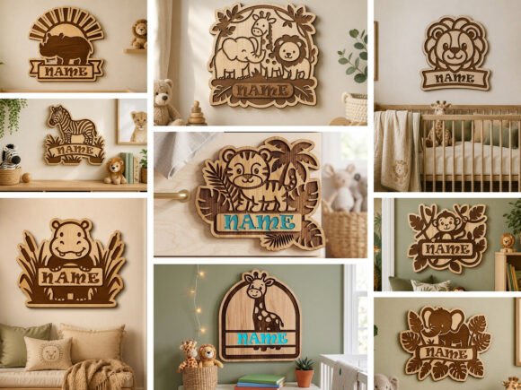 Create Adorable Personalized Nursery Decor with Safari Animal Name Signs