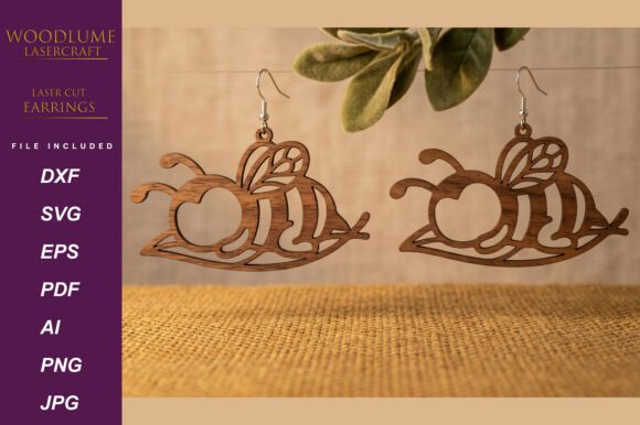 Cute Bee Earrings Laser Cut SVG