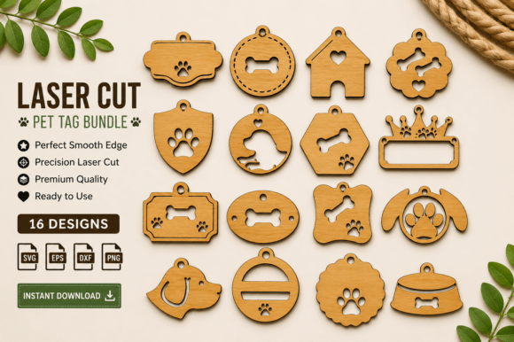 Dog Tag SVG Laser Cut: Creative Pet Tag Bundle Designs