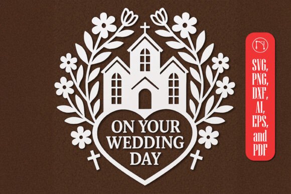 Elegant Paper Cut Wedding Card SVG Cut File for Crafting