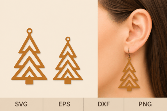 Festive Christmas Tree Earrings SVG Laser Cut Designs