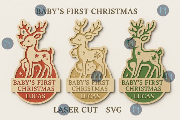 First Christmas Deer Ornament SVG Bundle