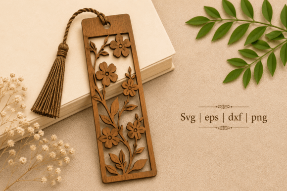 Floral Bookmark Laser Cut SVG: Elegant Designs for Crafters