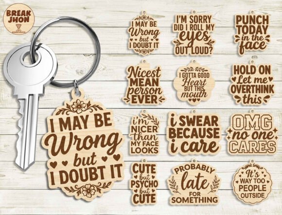 Funny Quote Keychain SVG Bundle: Designs That Spark Joy