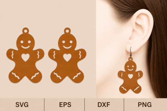 Gingerbread Man Earrings SVG Laser Cut: Festive DIY Jewelry