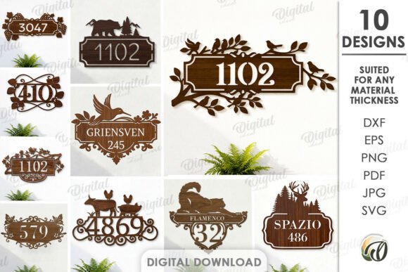 House Number Plaques Bundle Laser Cut: Modern Typography for Your Home
