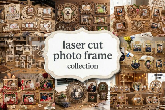 Laser Cut Photo Frame Collection Bundle: Creative Crafting Designs