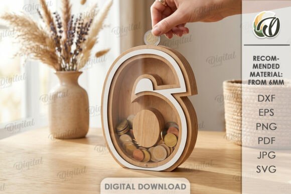 Number Piggy Bank Laser Cut: A Creative Design Template