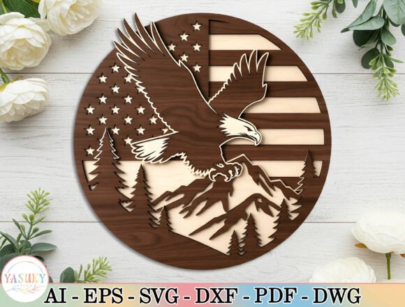 Patriotic Eagle Door Hanger Laser Cut