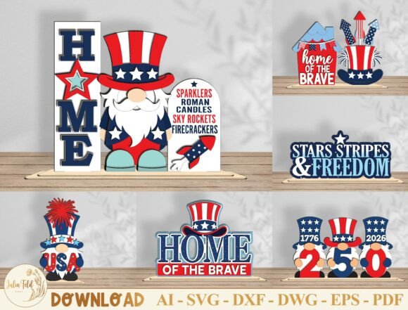 Patriotic Gnome Laser Cut SVG Bundle: Festive Crafts