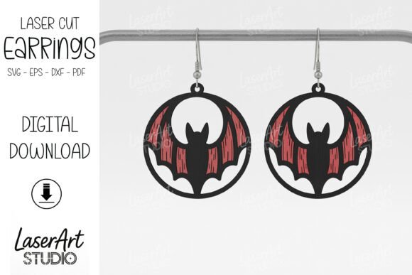 Spooky Charm: Halloween Bat Circle Earrings SVG