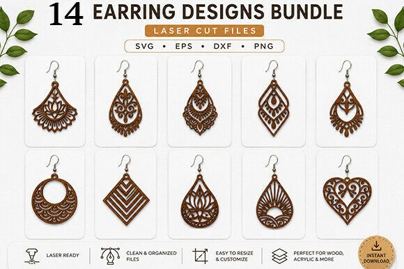 Teardrop Earrings SVG Laser Cut Bundle