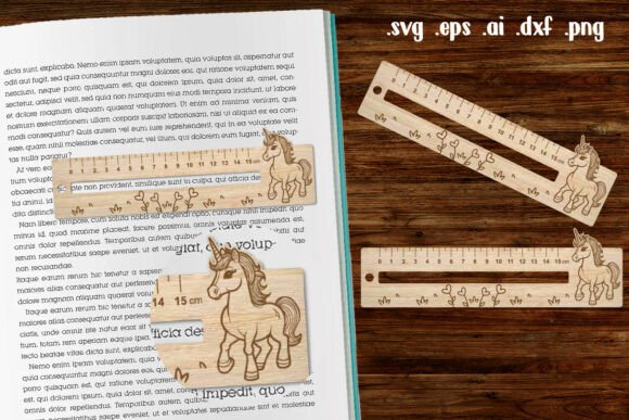 Unicorn Wooden Liner Readers Guide Ruler Font